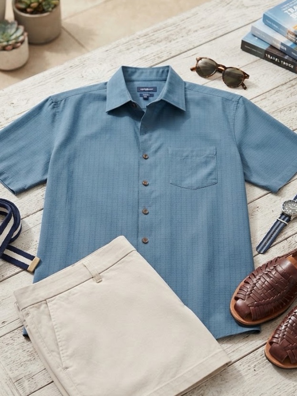 croft & barrow Men's Short-Sleeve Button-Down Shirt - Blue